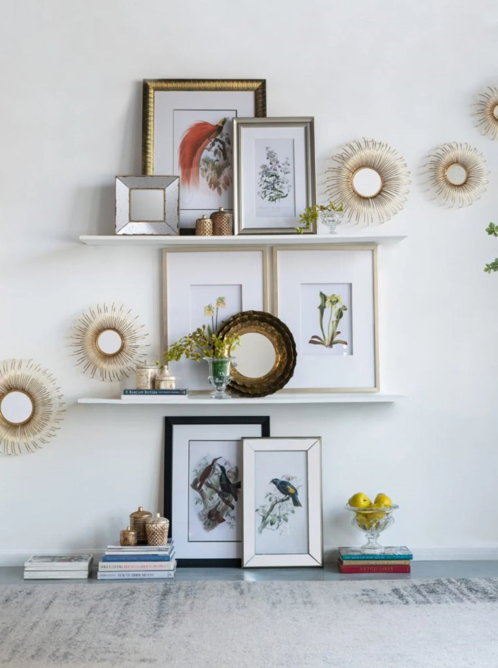 Rectangular Birds Mirror Frame Wall Art 15" x 24" 2ct Q4942