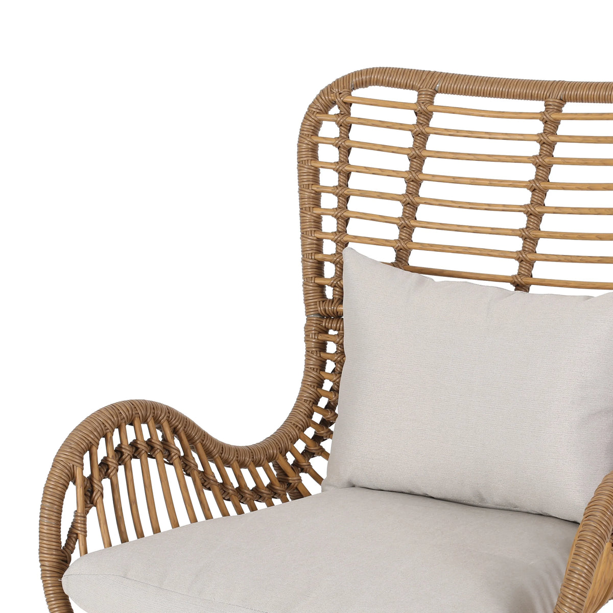 Light Brown and Beige Wicker Club Chairs with Cushions, Set of 2 P492565