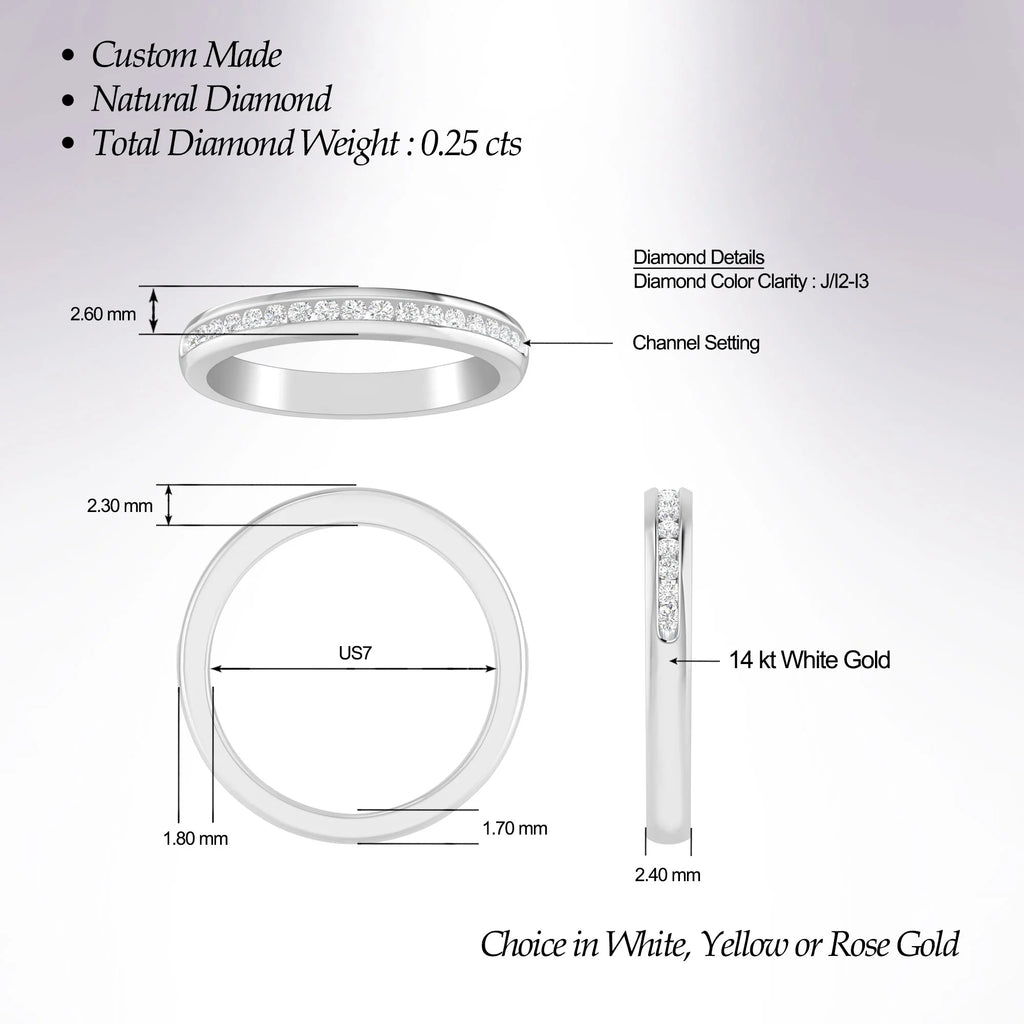 14K White Gold Round Diamond Stackable Band V428468
