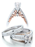 Vintage Round Diamond Moissanite Wedding Ring Set in White Gold R785