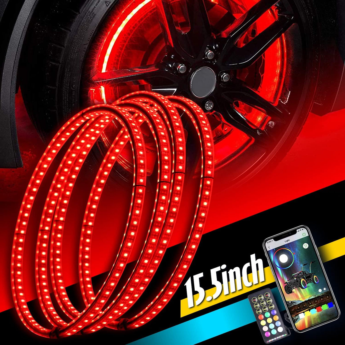 15.5inch RGB LED Wheel Ring Light Kit with Turn Signal W58813