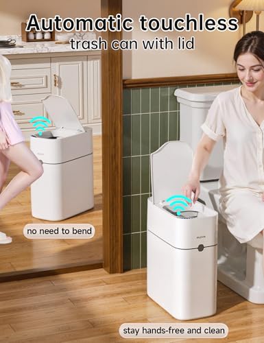 3 Gallon White Slim Motion Sensor Trash Can U72678