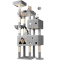 81-inch Tall Dark Grey Cat Tower with 3 Cat Condos and 8 Scratching Posts T31793