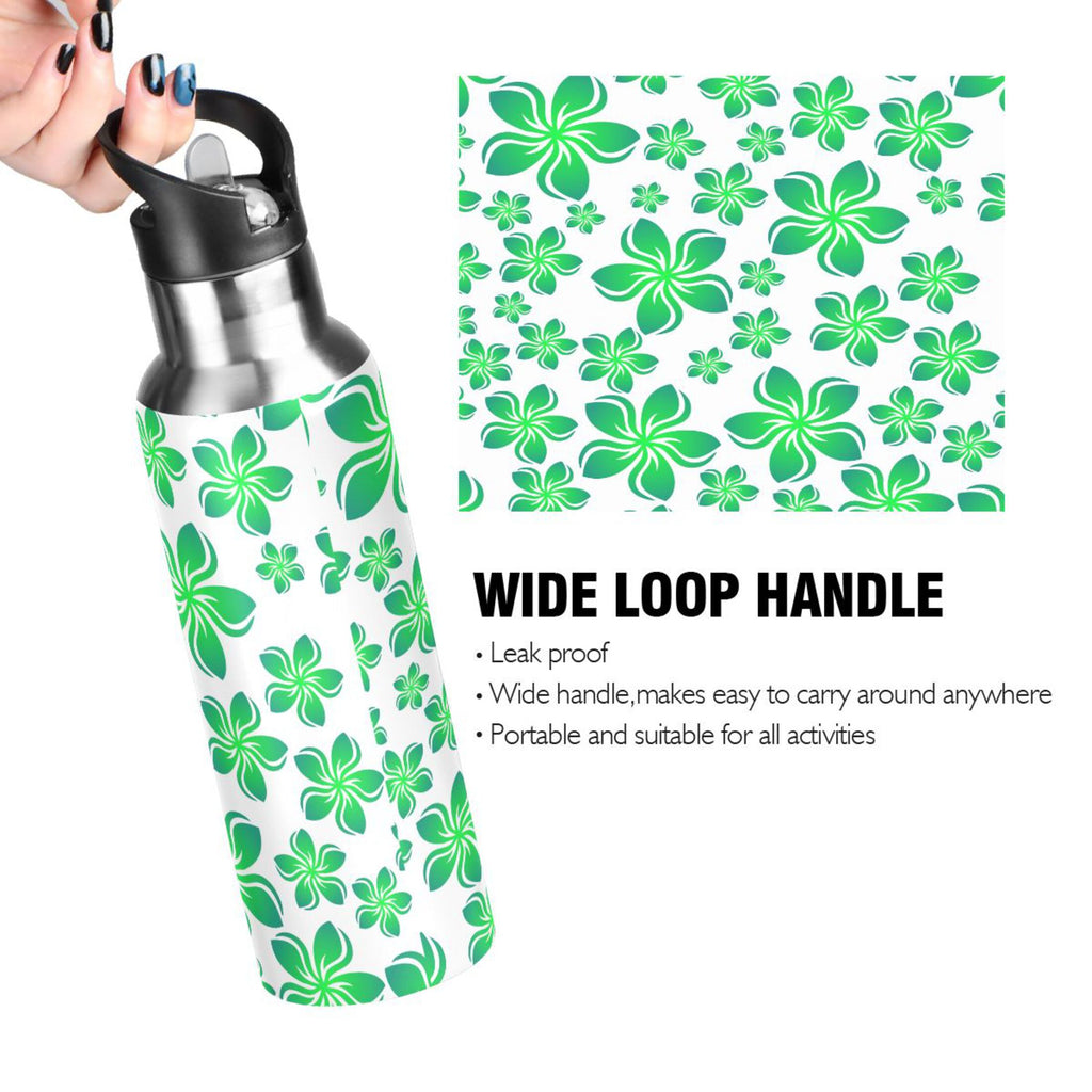 Green Stainless Steel Insulated Water Bottle with Straw Lid V9597