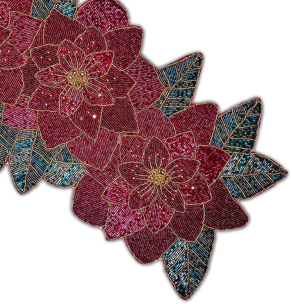 Handmade Beaded Floral Table Runner 13X36 Inch V313446