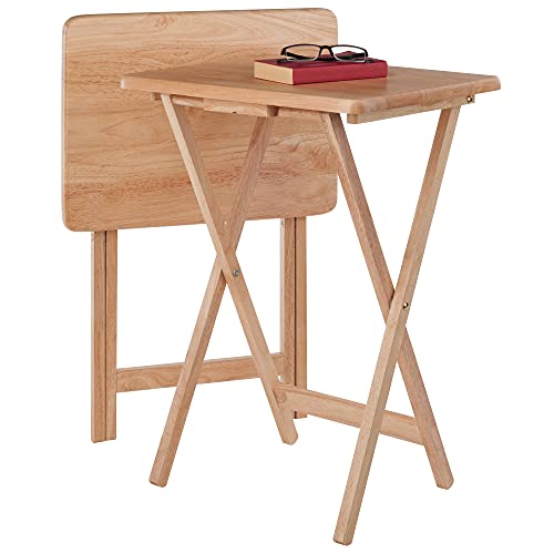 Set of 2 Foldable Snack Tables, 26", Natural B610