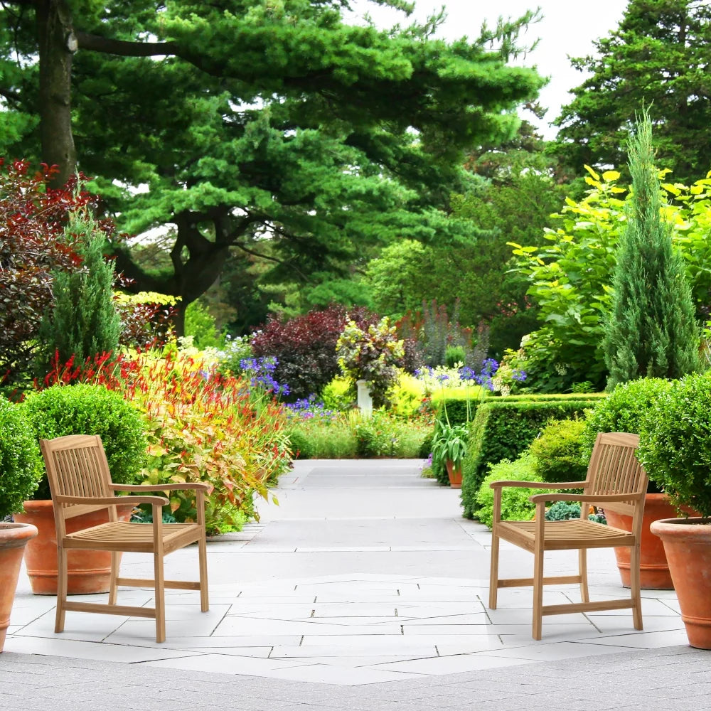 Set of 2 Grade A Teak Patio Chairs U5975