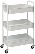 White 3-Tier Rolling Metal Utility Cart Y591