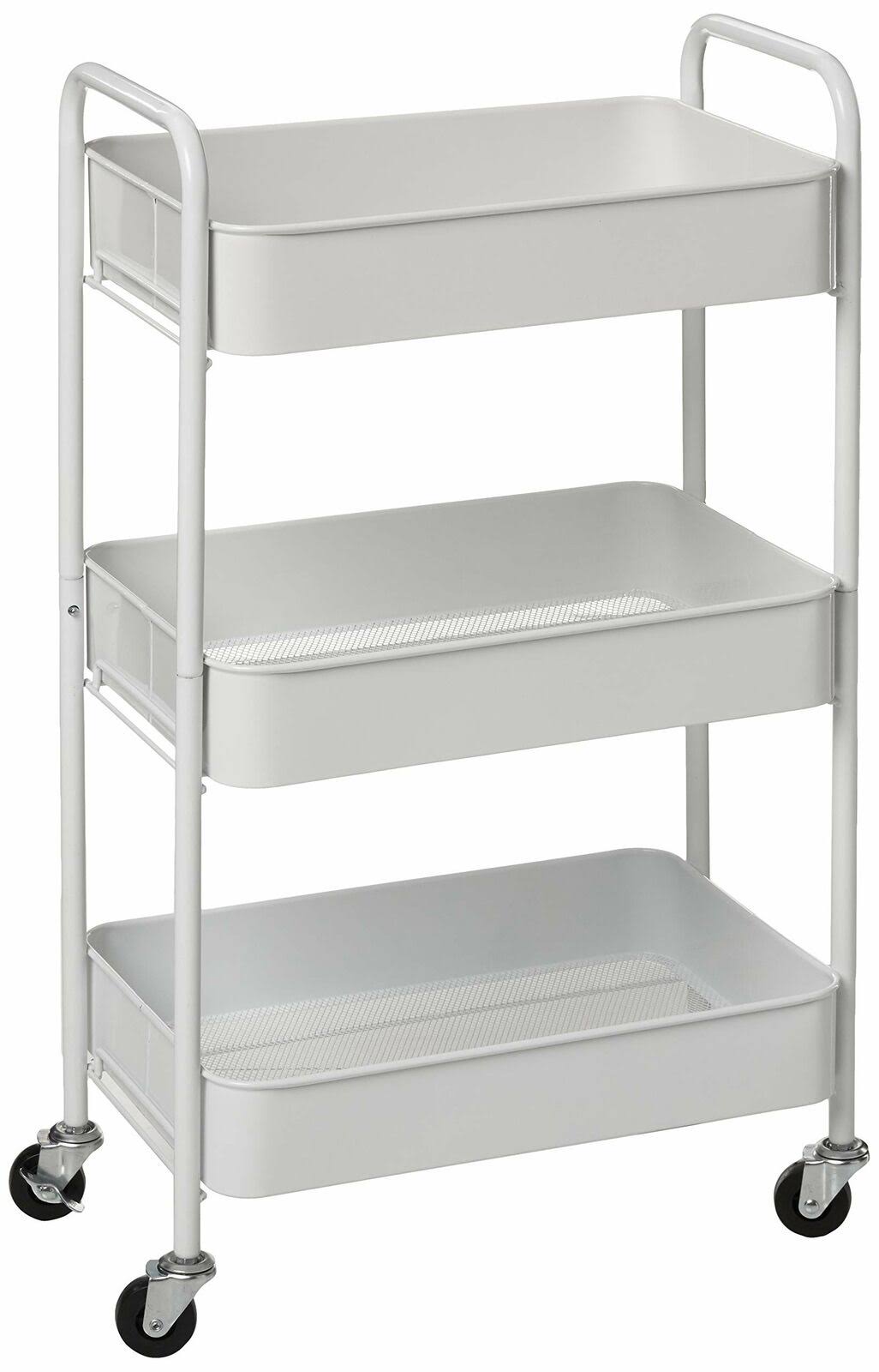 White 3-Tier Rolling Metal Utility Cart Y591