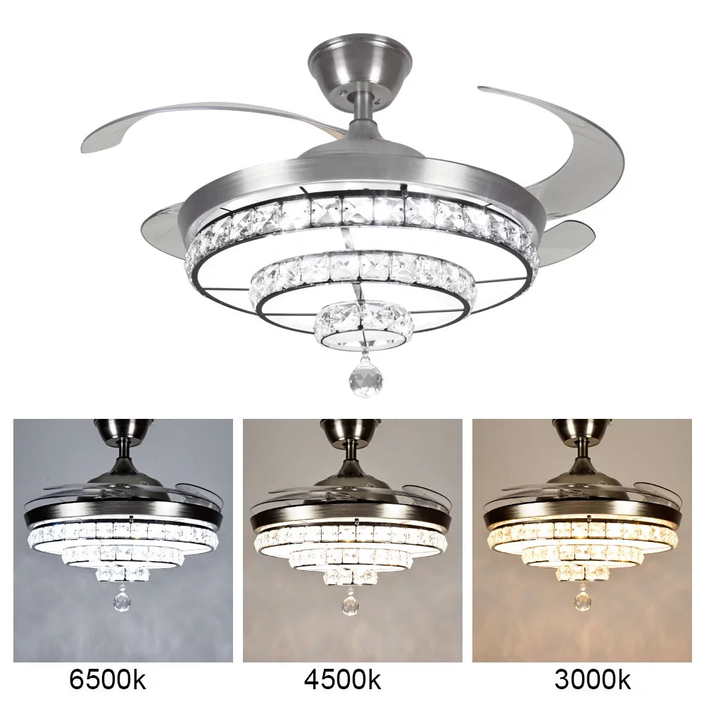 Crystal Ceiling Fan with Light and Remote, 3-Blade Y929303