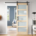 42x84 inch Frosted Glass Sliding Barn Door with Hardware Kit F250600