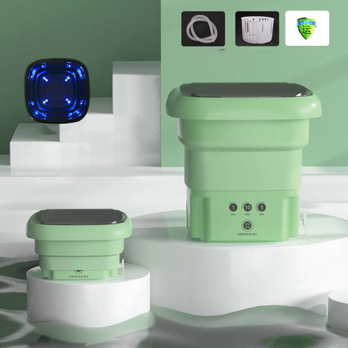 Portable Folding Mini Washer with Drain Basket X4577