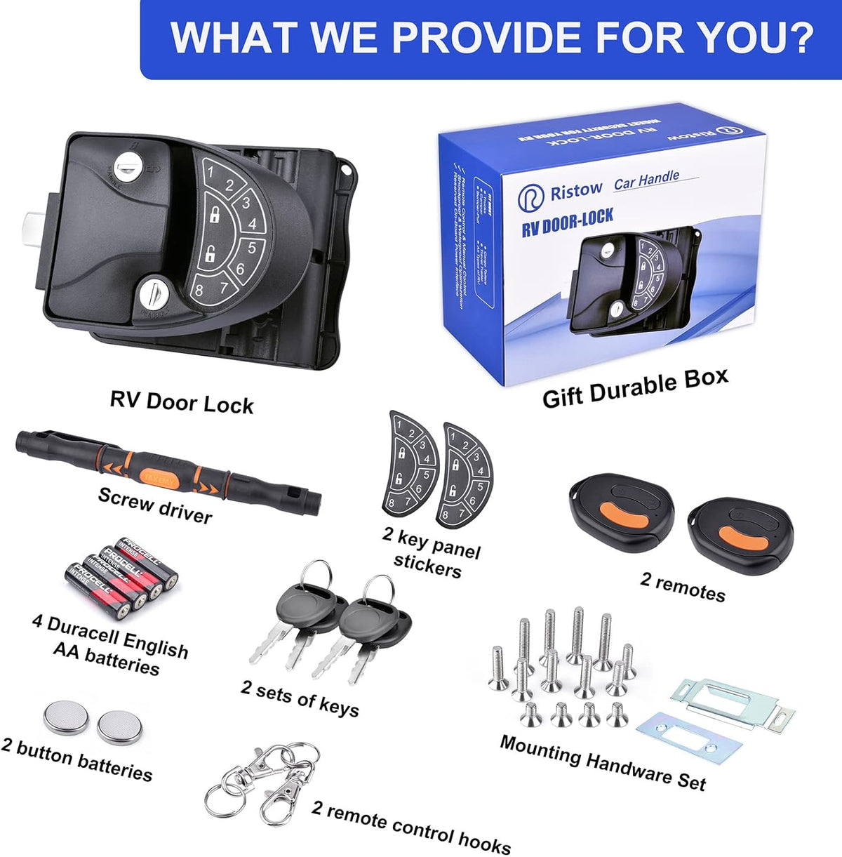 RV Keyless Entry Door Lock with Backlit Keypad and 2 Key Fobs P7601