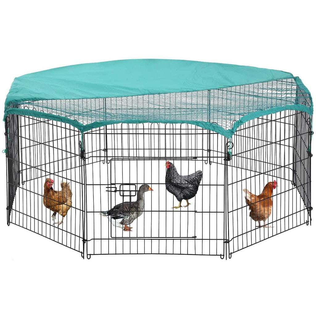 Large Metal Chicken Coop with Door & Cover Y939133