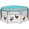 Large Metal Chicken Coop with Door & Cover Y939133