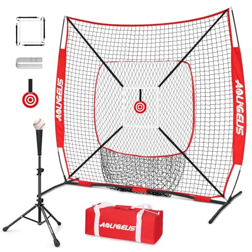 Baseball Softball Practice Net with Batting Tee and Bow Frame L18793