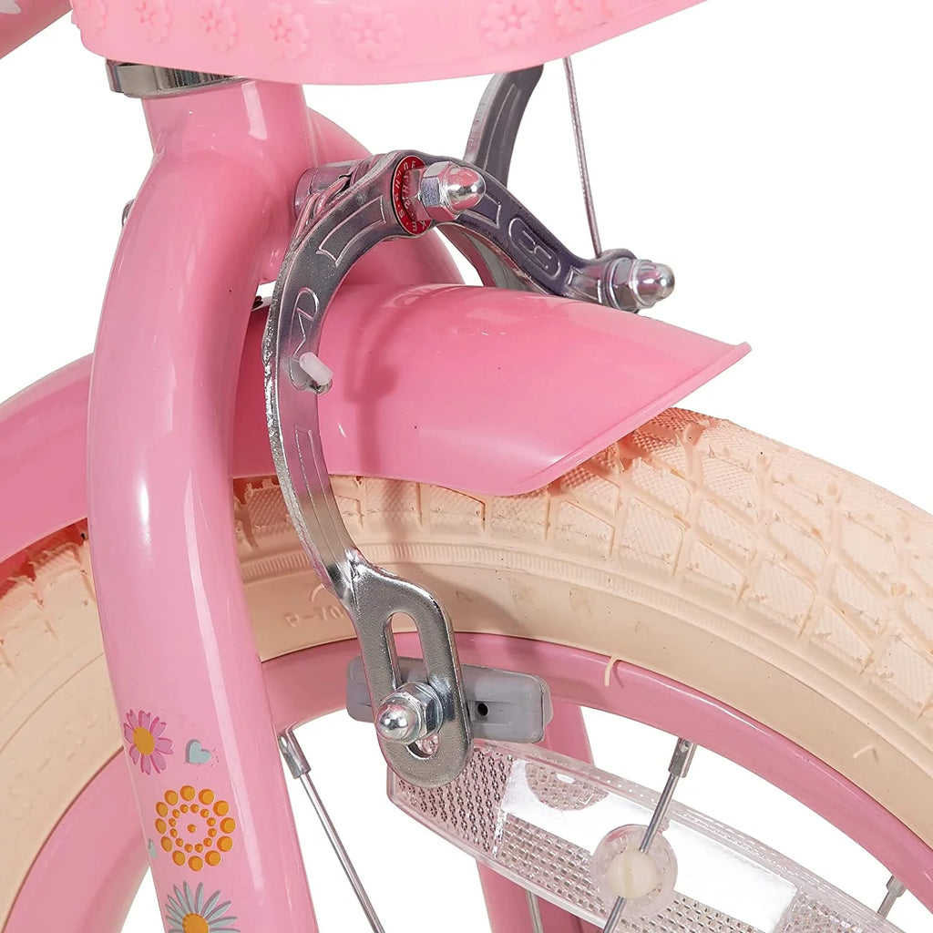 16 Inch Kids Bike with Training Wheels and Basket White F6806