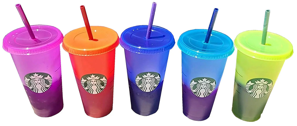 Color Change Cold Cups with Straws 24oz Pack of 5 J73386