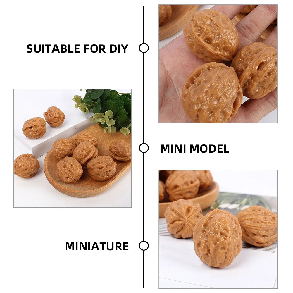 6 Pcs Faux Walnut Artificial Nuts Decorations U440