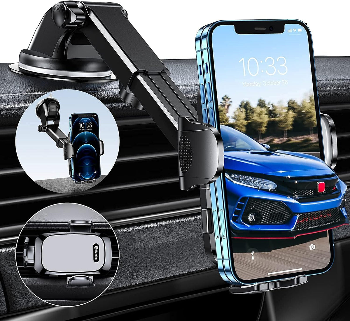 Grey Suction Cup Car Phone Holder Mount E916