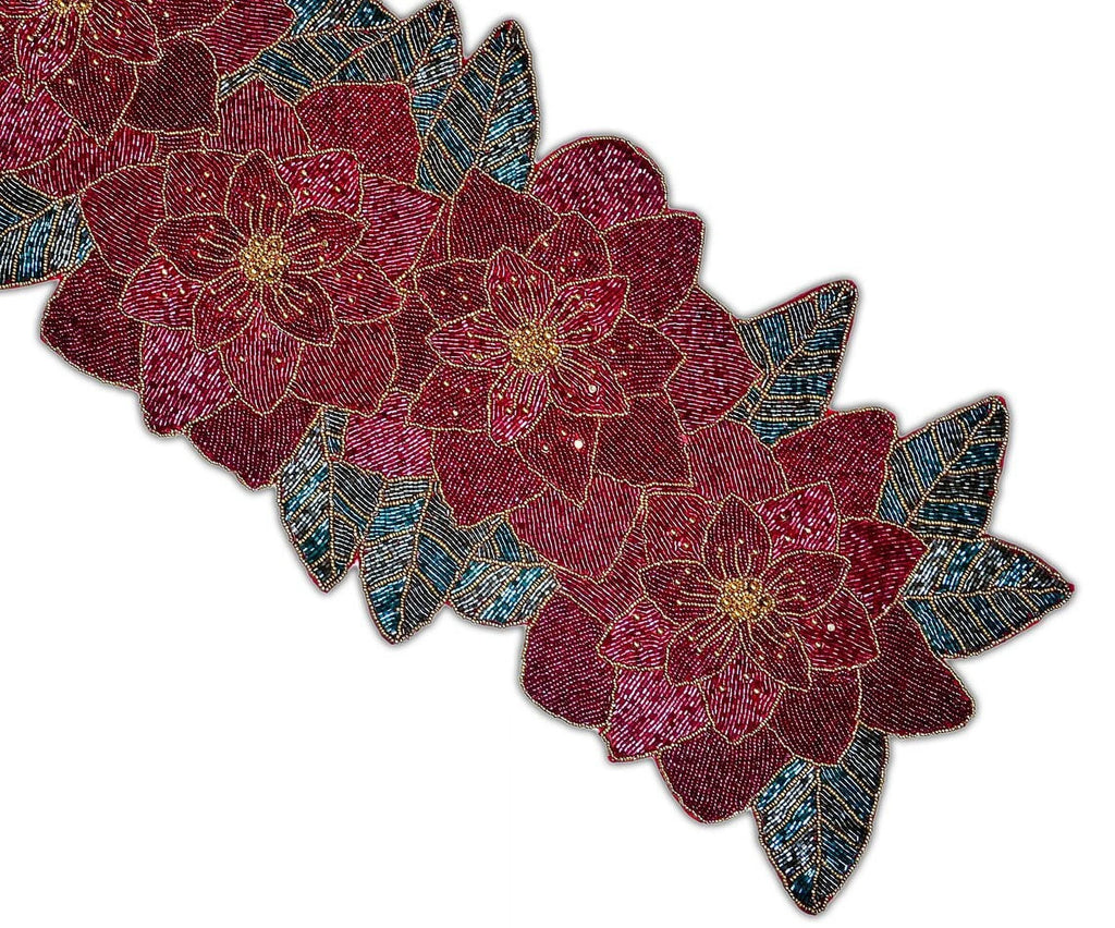 Handmade Beaded Floral Table Runner 13X36 Inch V313446