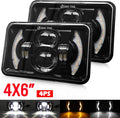 2pcs 4x6 Inch LED Headlights Sealed Beam 80W Amber Halo Rectangular Replacement Pack of 2 W41853