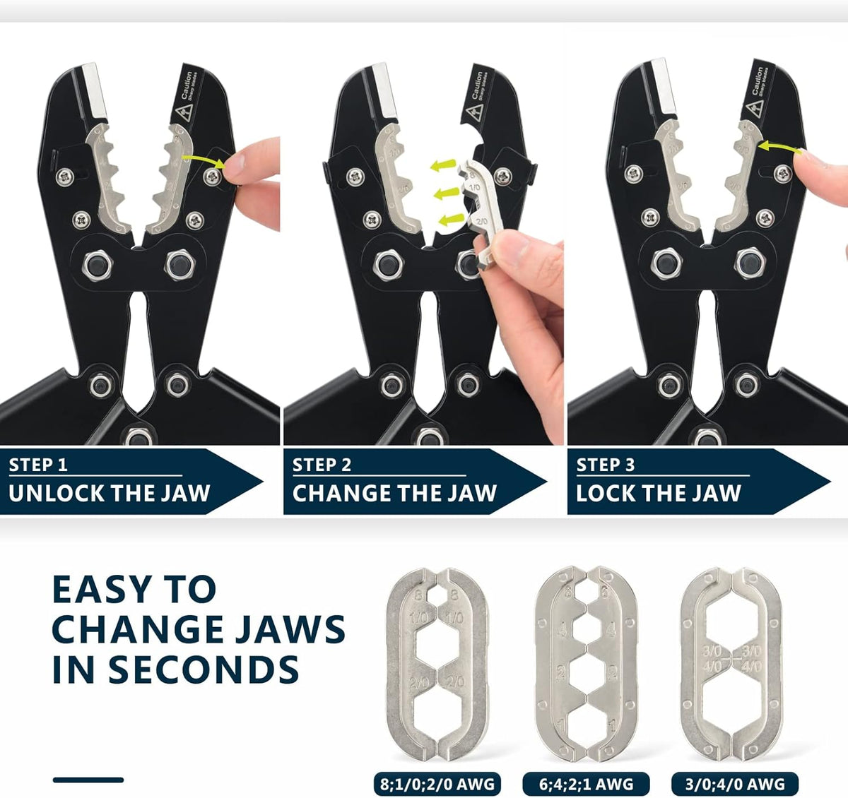 Battery Cable Lug Crimping Tool Set with Interchangeable Jaws M9400