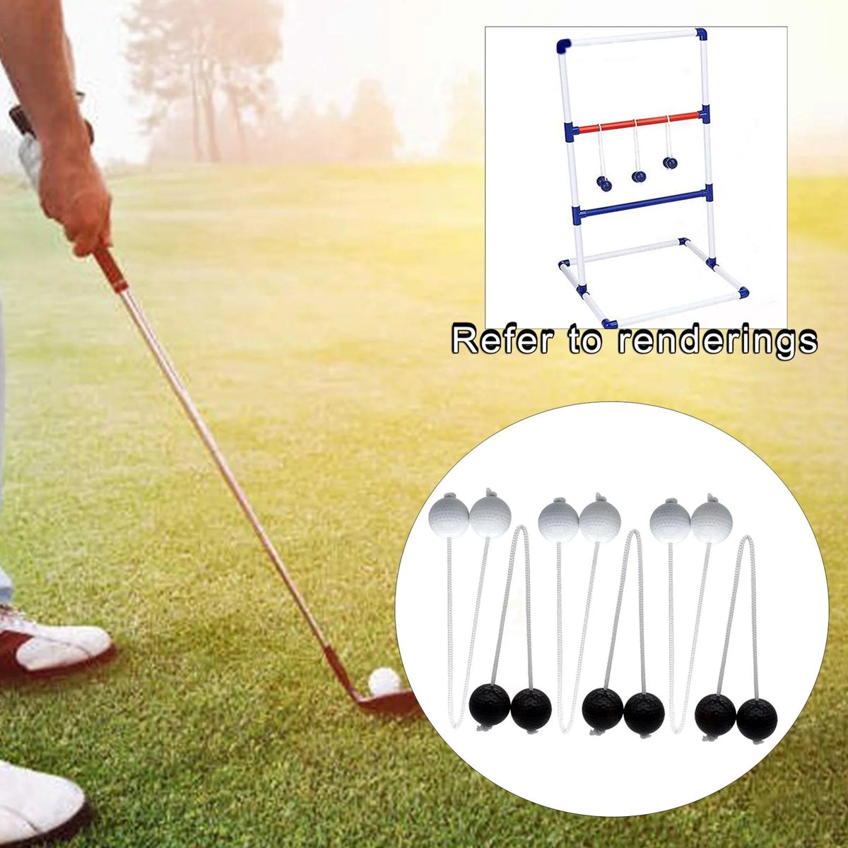 Ladder Toss Game with Golf Balls, Black and White K175