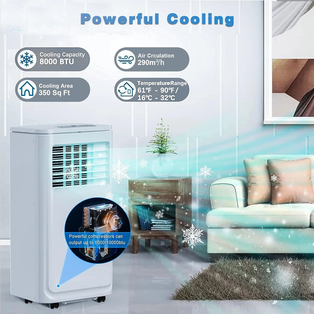 10000 BTU Portable Indoor Air Conditioner with Remote Control F1394
