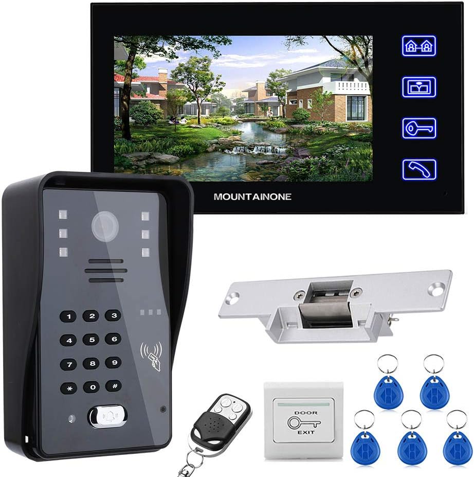 Touch Key 7 Lcd RFID Password Video Door Phone Intercom System Kit with Electric Strike Lock Q5906