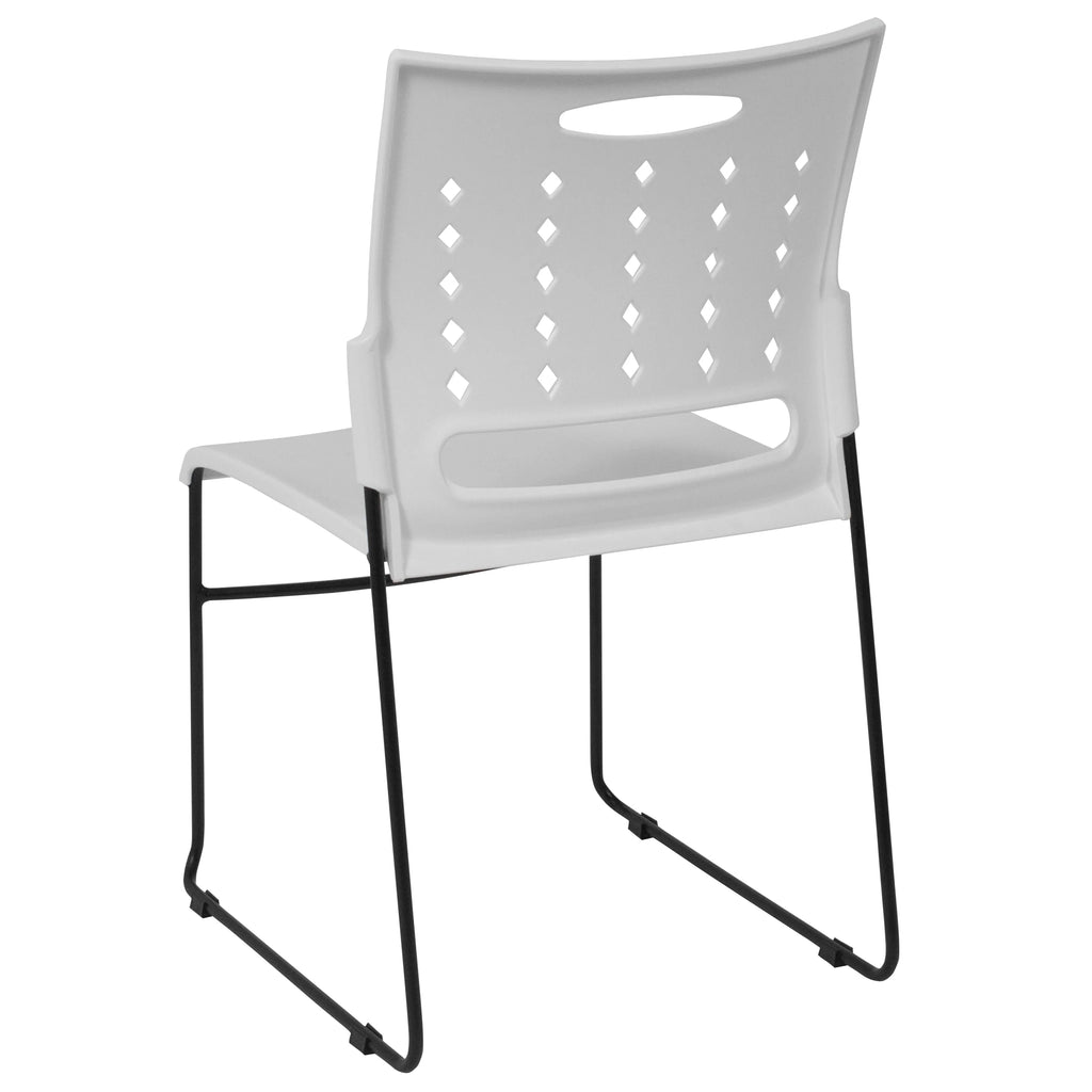 White Sled Base Stack Chair with Air-Vent Back Z255