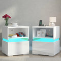 Black High Gloss Nightstand Set of 2 with Charging Station T6199