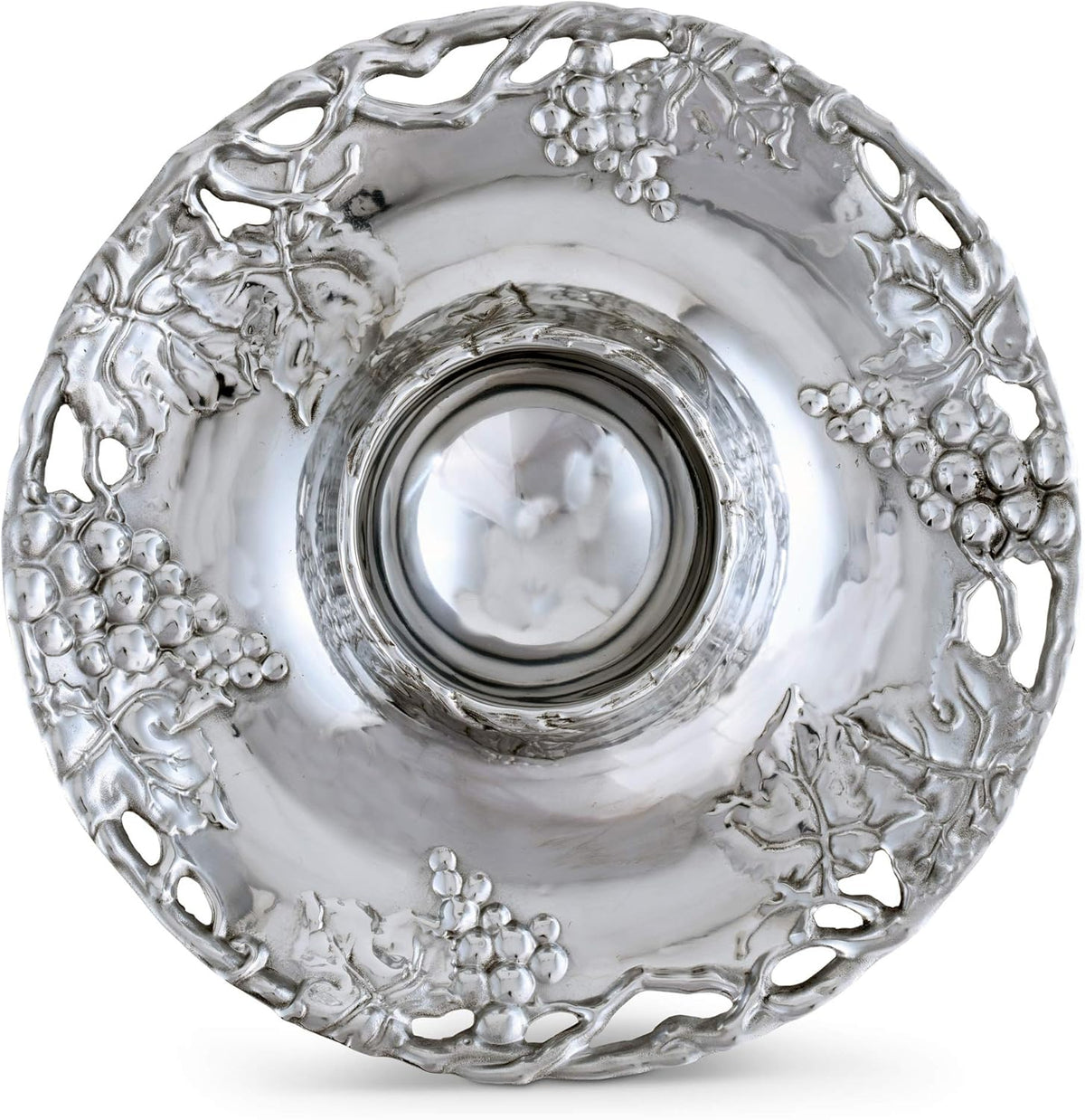 Metal Grape Chip and Dip Platter, 14 inch Diameter I961
