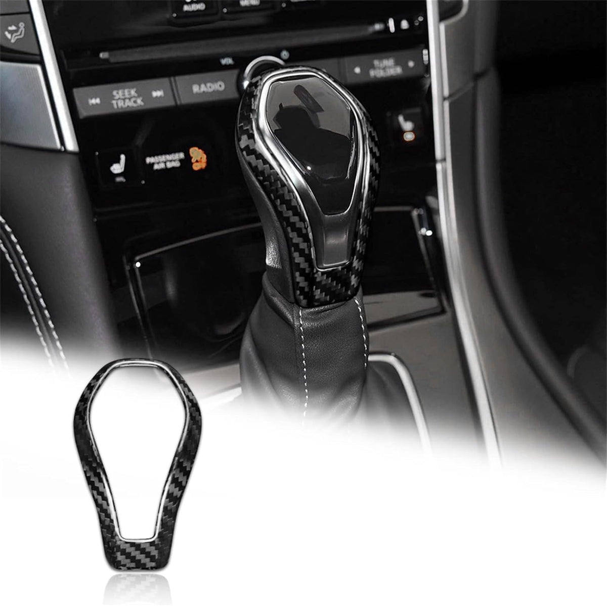 Carbon Fiber Gear Shift Knob Cover Sticker Pack of 2 Q84554