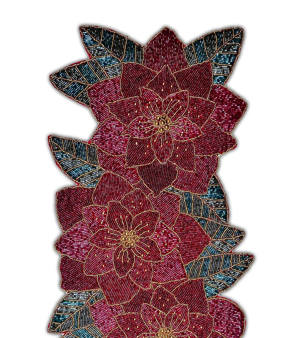 Handmade Beaded Floral Table Runner 13X36 Inch V313446