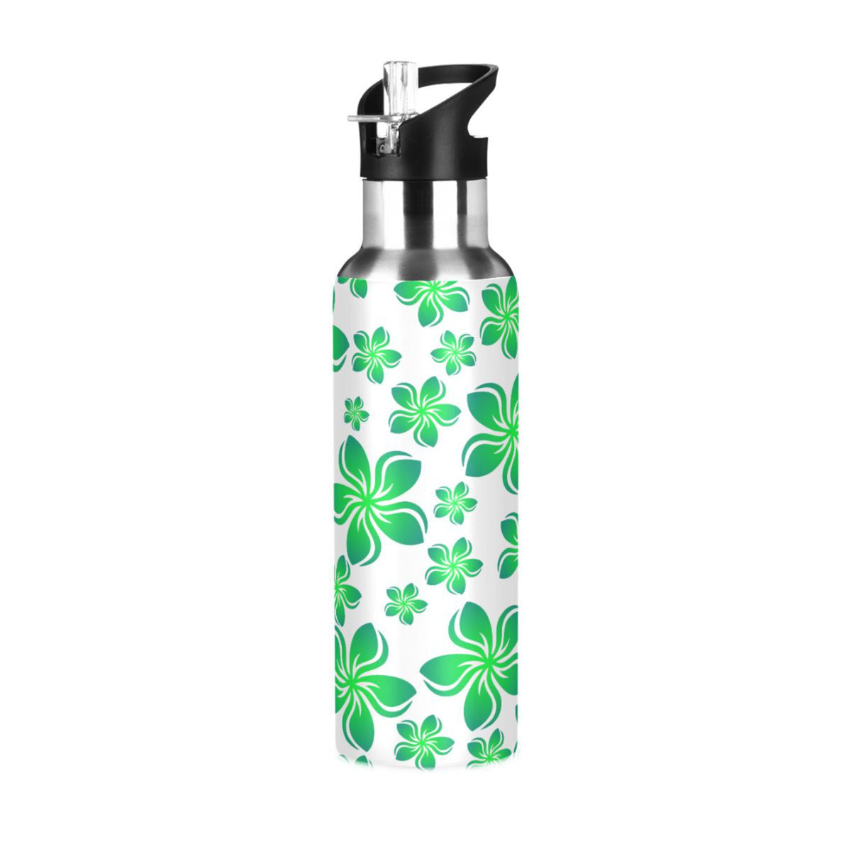 Green Stainless Steel Insulated Water Bottle with Straw Lid V9597