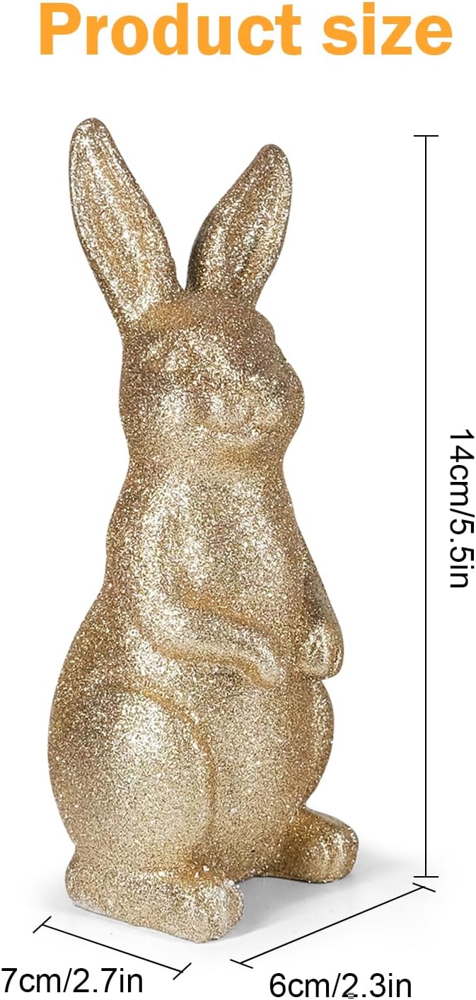 Golden Polyresin Bunny Easter Decor Statue C794816