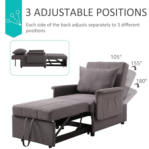 PU Leather Sleeper Chair Bed with Adjustable Backrest and Pillow H7643