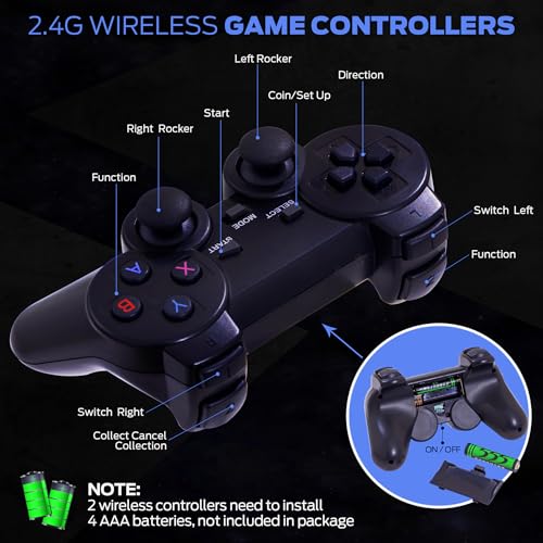 Wireless Retro Game Console with 25000+ Built-in Games, 4K HDMI Output, 2.4GHz Wireless Controller (Red) X605