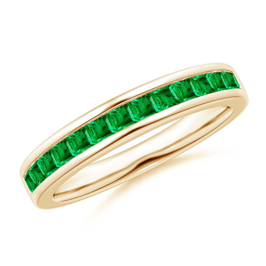Natural Emerald Ring in 14K Yellow Gold, Size 6, 2mm C177319