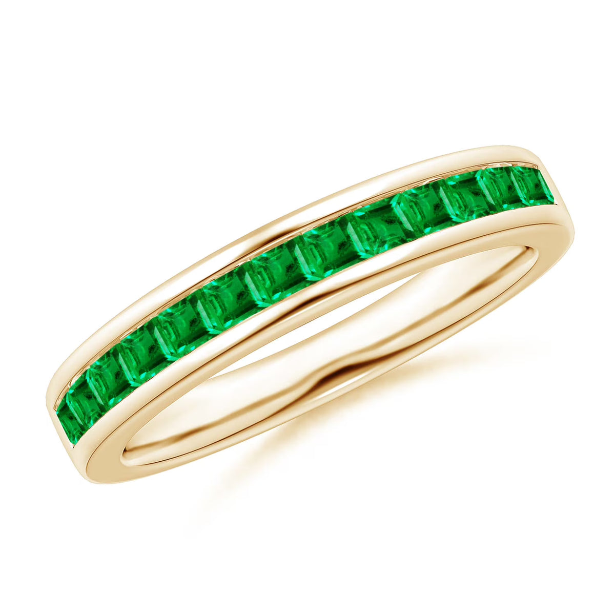 Natural Emerald Ring in 14K Yellow Gold, Size 6, 2mm C177319