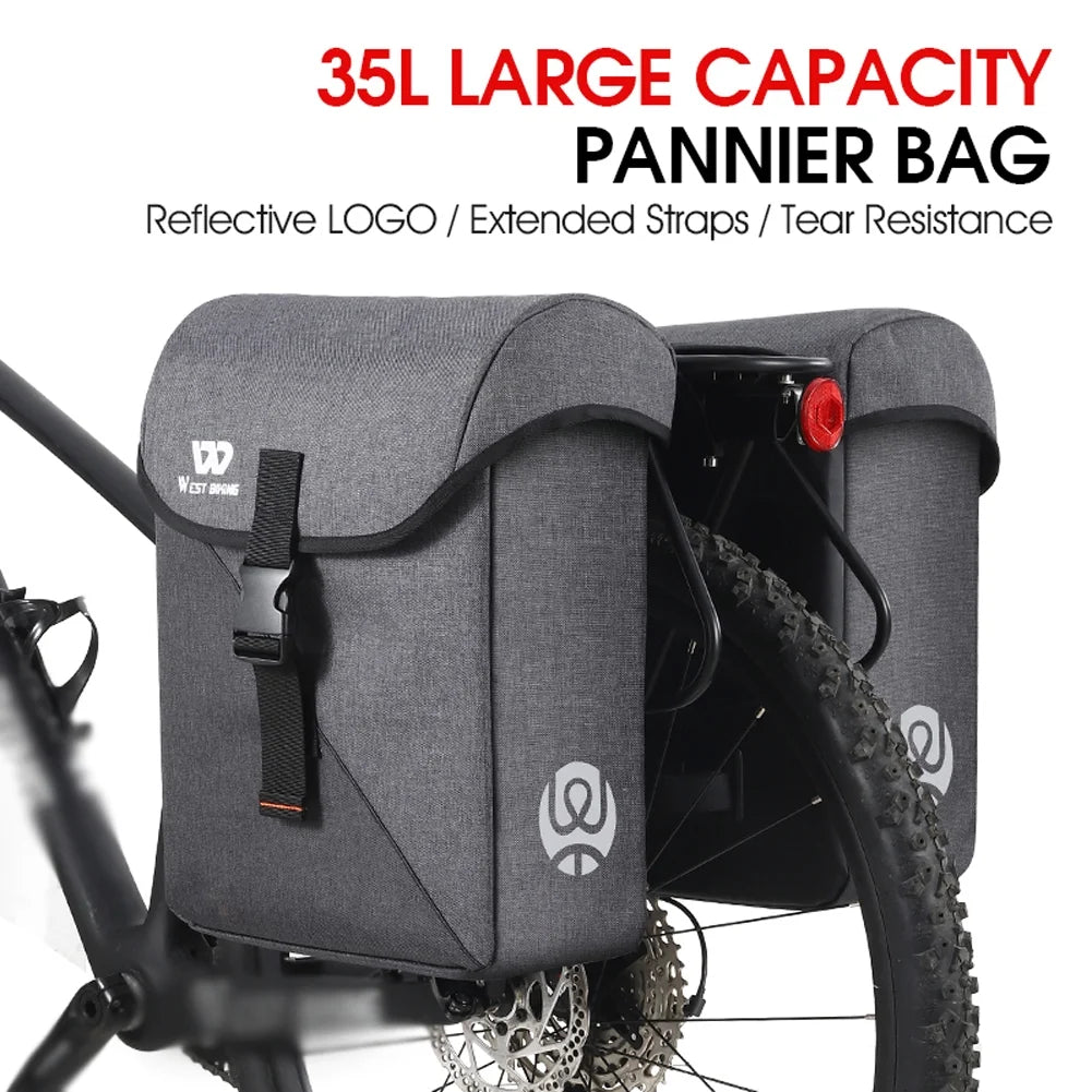 35L Bike Double Bag Rear Seats Luggage Carrier Trunk Bag J45836
