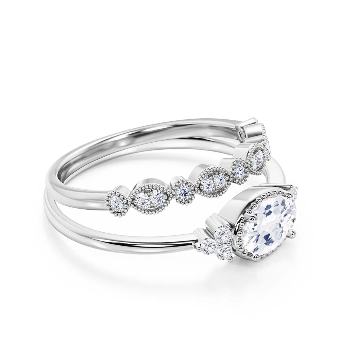 1.90 Carat Oval Cut Moissanite Engagement Ring in 10K Solid White Gold V75688