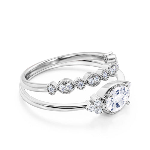 1.90 Carat Oval Cut Moissanite Engagement Ring in 10K Solid White Gold V75688