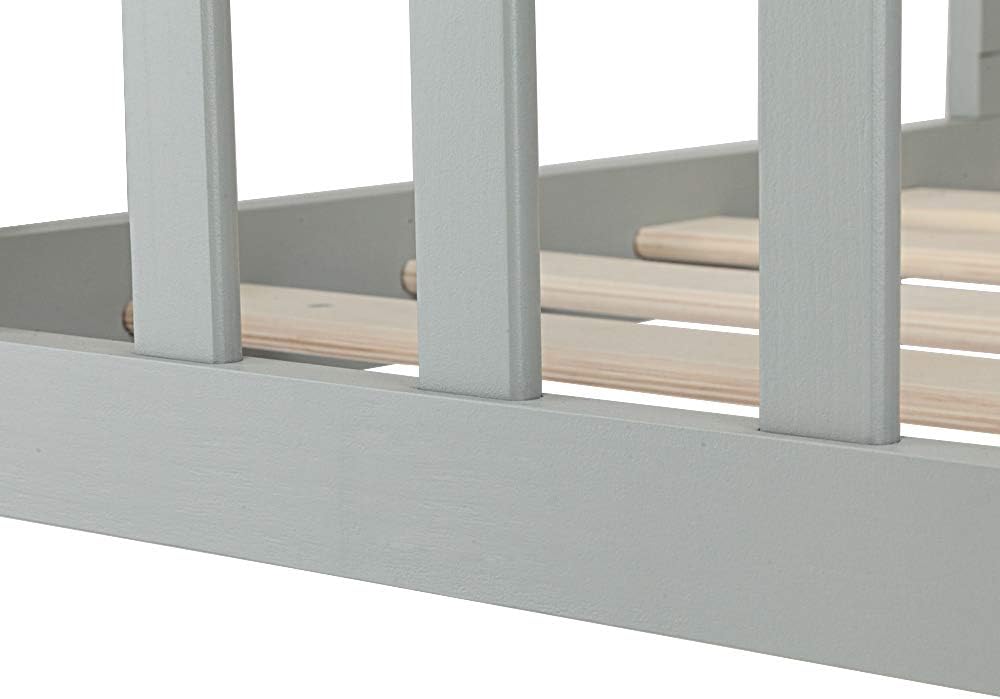 Gray Wooden Toddler Bed with Safety Guardrails S959807