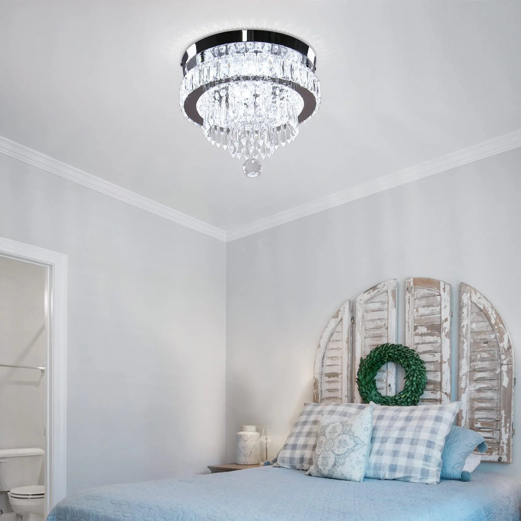 11.8" Crystal Flush Mount Ceiling Light T251100