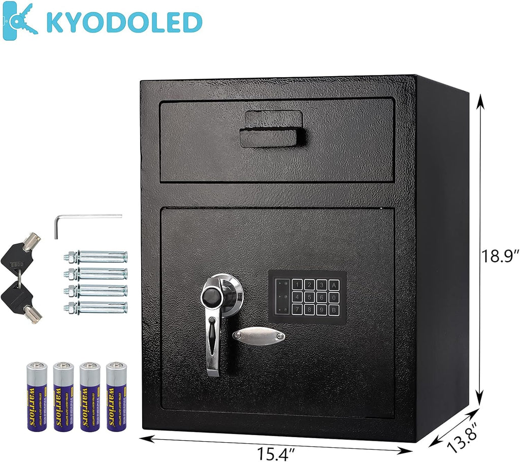 Dual Key Lock Anti-theft Drop Slot Steel Safe Matte Black F5185