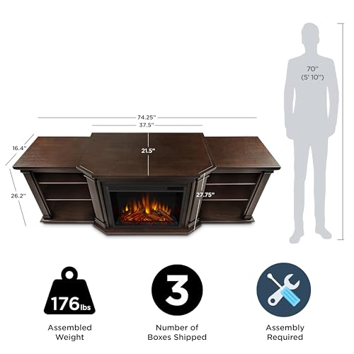 74" Electric Fireplace TV Stand with Adjustable Shelves and Storage, Remote Control, Timer A869