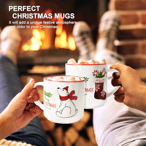 14oz Ceramic Coffee Mugs Set of 6 J4469