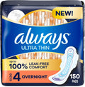 Ultra Thin Overnight Unscented Pads, Size 4, 150 Count B453300